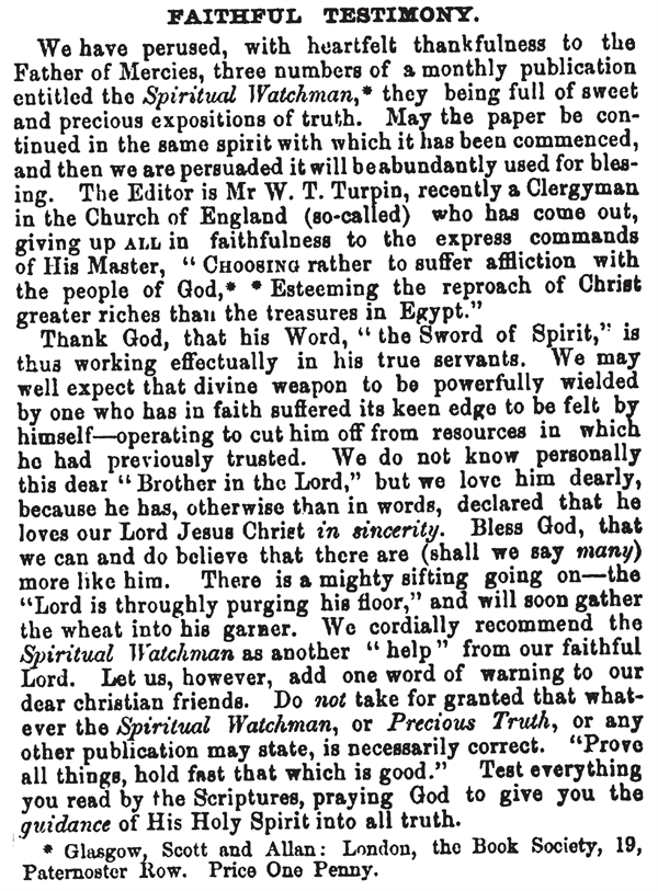 Spiritual Watchman Review Precious Truth Sep 1865