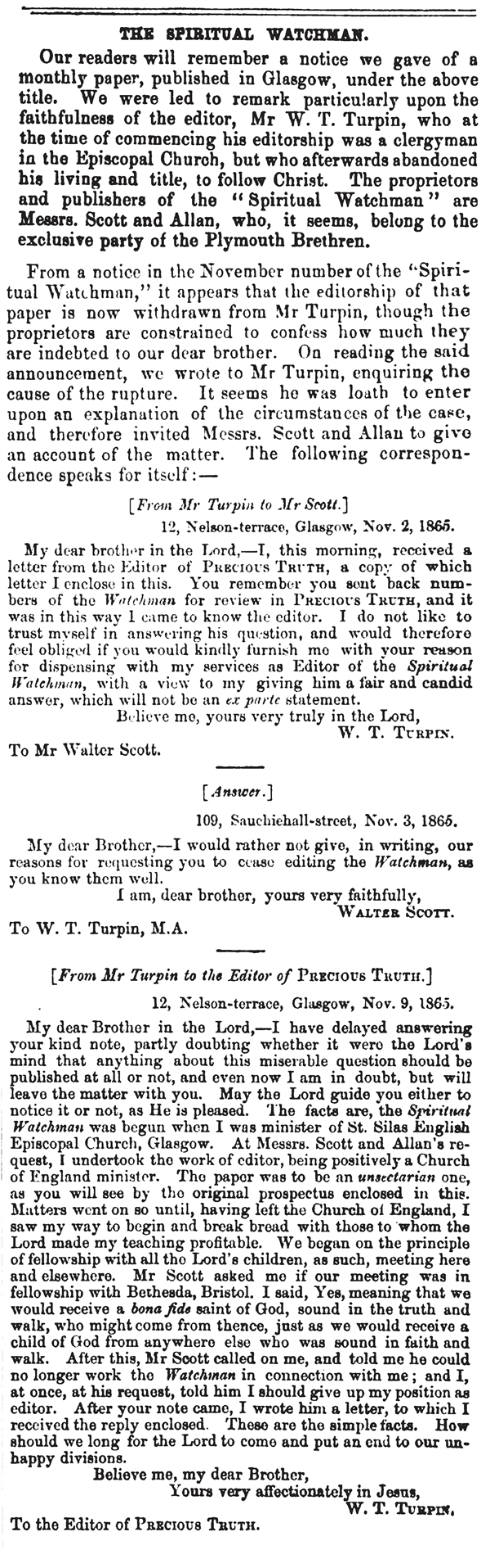 Spirtual Watchman Precious Truths Dec 1865